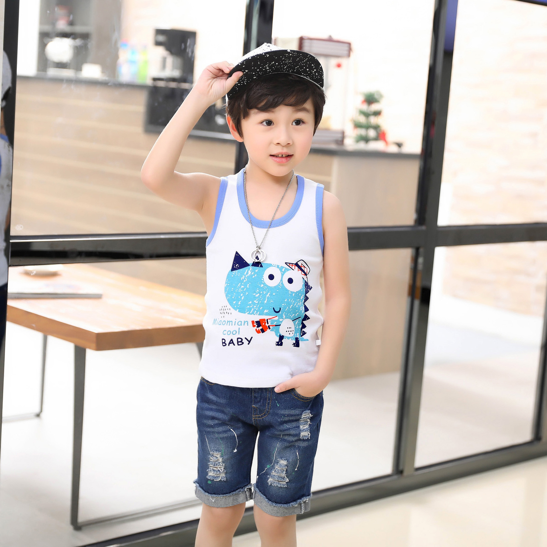 Camisa de algodón para bebés y niñas en forma de I 2021