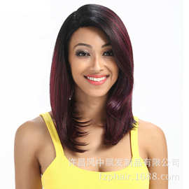 假发头套bobo头女短发 波波发热卖 酒红色渐变 一件代发欧美