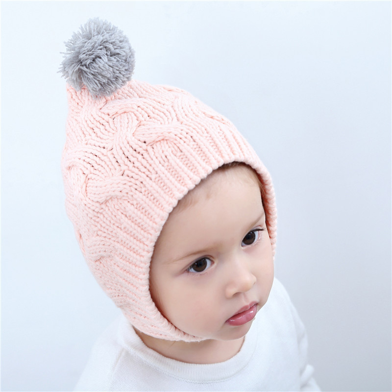 Cotton Korean style jump ball children's knitted pullover hat…