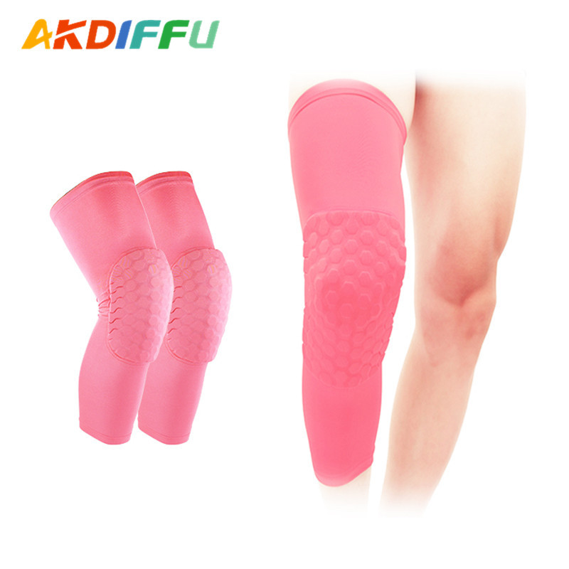 Nueva frontera larga corta almohadilla de la rodilla de nido de abeja Nylon lycra rodillera de color rodillera canasta de voleibol deportes rodillera