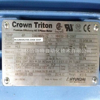 电机现代HYUNDAI HEAVY INDUSTRIES HLS286SR235B 4P30HP 230/460