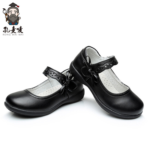 Children's leather shoes princess shoes genuine cowhide double-layer leather black white girls' shoes for school performance etiquette