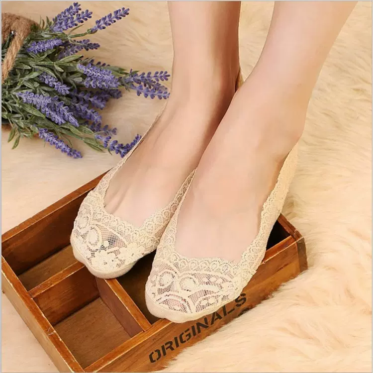 厂家批发夏季蕾丝硅胶船袜 无痕锁边隐形浅口短袜子防脱防滑船袜