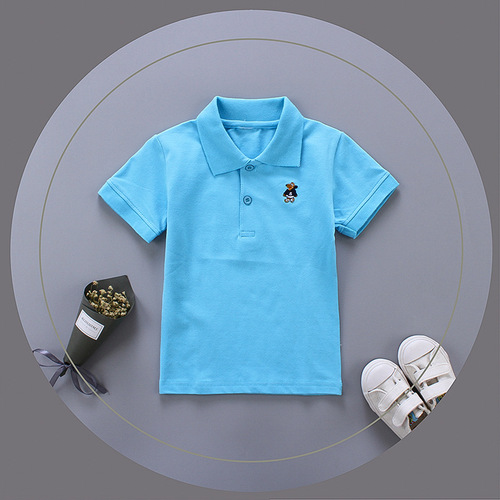 Kids' Short-Sleeve Polo Shirts for Summer | Children's Lapel T-Shirts | 100% Cotton Casual Tops for Older Kids — Wholesale