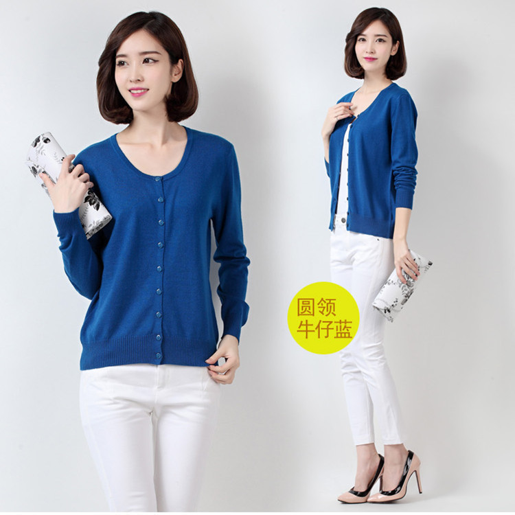 女士v领毛衣开衫简约长袖百搭针织衫时尚圆领毛衫女毛衣跨境批发