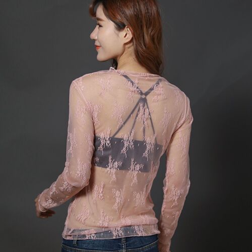 New half-sleeve mesh top with lace lingerie, lace mesh grid top, sexy lace sheath top