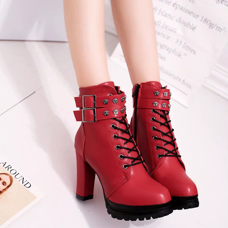 Осень-зима 2017, Новое поступление, модные женские ботильоны Martins, женская обувь на толстом каблуке и высоком каблуке в британском стиле, на шнуровке, весна и осень