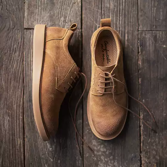 Madden Retro Workwear Men's Shoes Brown Low-Top Casual Large-Toe Genuine Leather Shoes British Style Non-Slip Soft-Soled Shoes