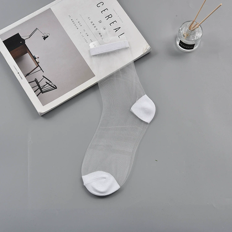 Sheer summer glass tights socks, transparent patterned crystal, one size