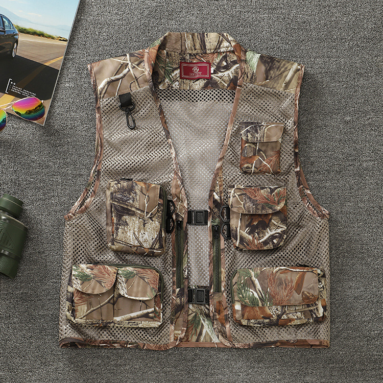 Men Camouflage Mesh Vest Multi Pocket Outdoor Fishing Spring Summer