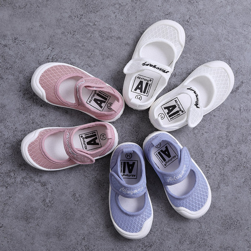 Spring and summer Korean breathable hollow comfortable single shoes with square mouth casual baby toddler shoes for children and middle-aged children