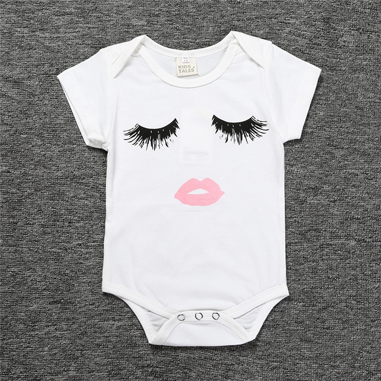 Foreign trade children's clothing a generation of ins cute sleeping eyes printed cotton baby clothes baby climbing clothes