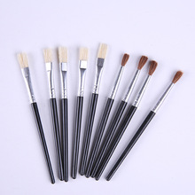 单支10.6CM塑料杆猪鬃油画笔马毛水彩水粉画笔儿童美术画笔