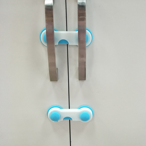 Double-sided lock, baby safety short lock, white, blue, pink baby anti-collision cabinet door flat lock, drawer lock