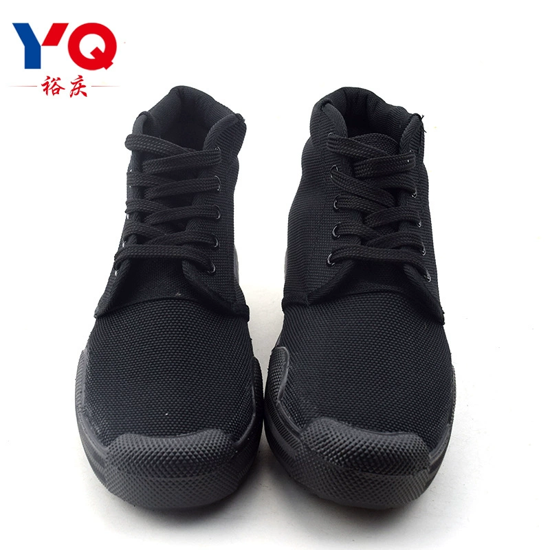 Прямая поставка с фабрики, высокие черные туфли, тренировочная рабочая обувь, обувь для охраны труда, резиновая обувь, холст, износостойкий в наличии