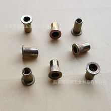 源头工厂直供平头竖纹铁拉铆螺母滚花拉帽螺母铁拉母M3*4.9*9