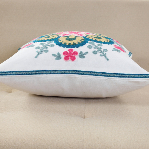 Hot selling floral embroidered pillow case ins sofa living room cushion bed soft bag office pillow ins style