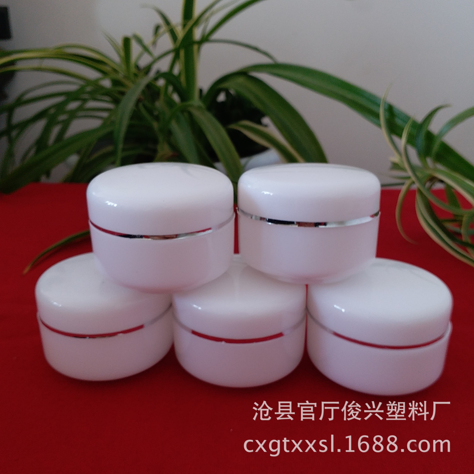 供应20克30克塑料膏霜瓶化妆品分装瓶白色银边霜膏盒双层塑料盒