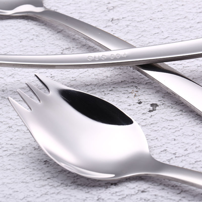 Cuchara de tenedor de acero inoxidable 304 cuchara de tenedor de titanio creativa integrada
