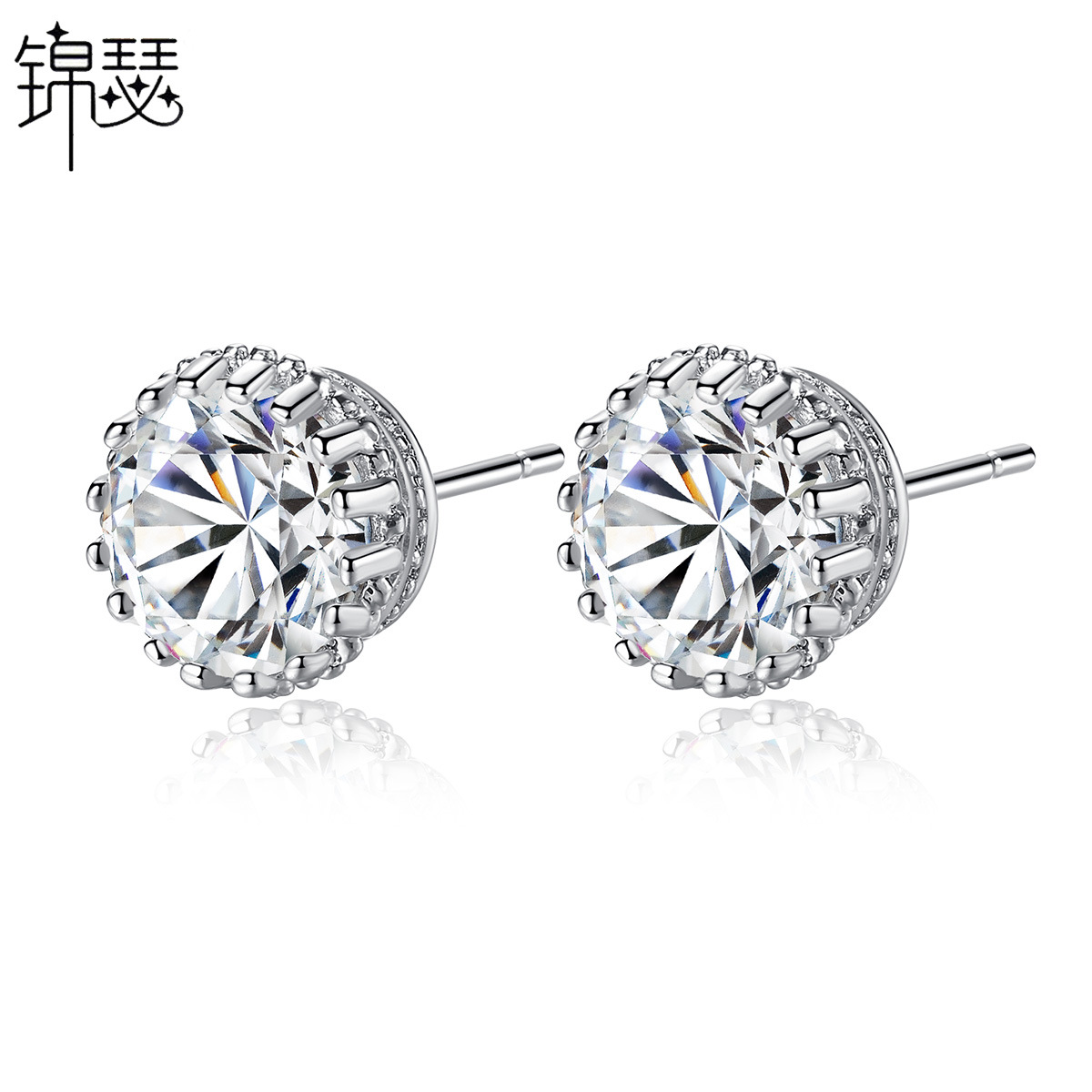 Fashionable classic earrings with zircon