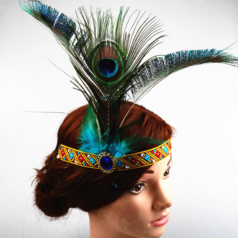 Nuevo tocado pluma estilo étnico de Navidad de los niños de la India popular sombrero bola pluma corona transfronteriza Generación de cabello