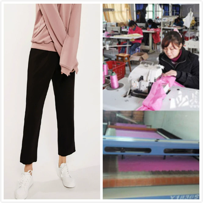 2023 Весенняя женская Европейская и американская мода простая Высокая талия на пуговицах девять однотонных широких брюк Tao Заводская обработка прочности