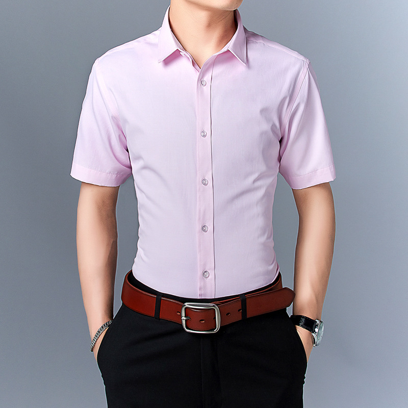 Camisa de manga corta para hombre de verano Camisa de hombre joven para hombre Camisa de color sólido slim fit de estilo coreano Camisa de hombre de talla grande para hombre al por mayor