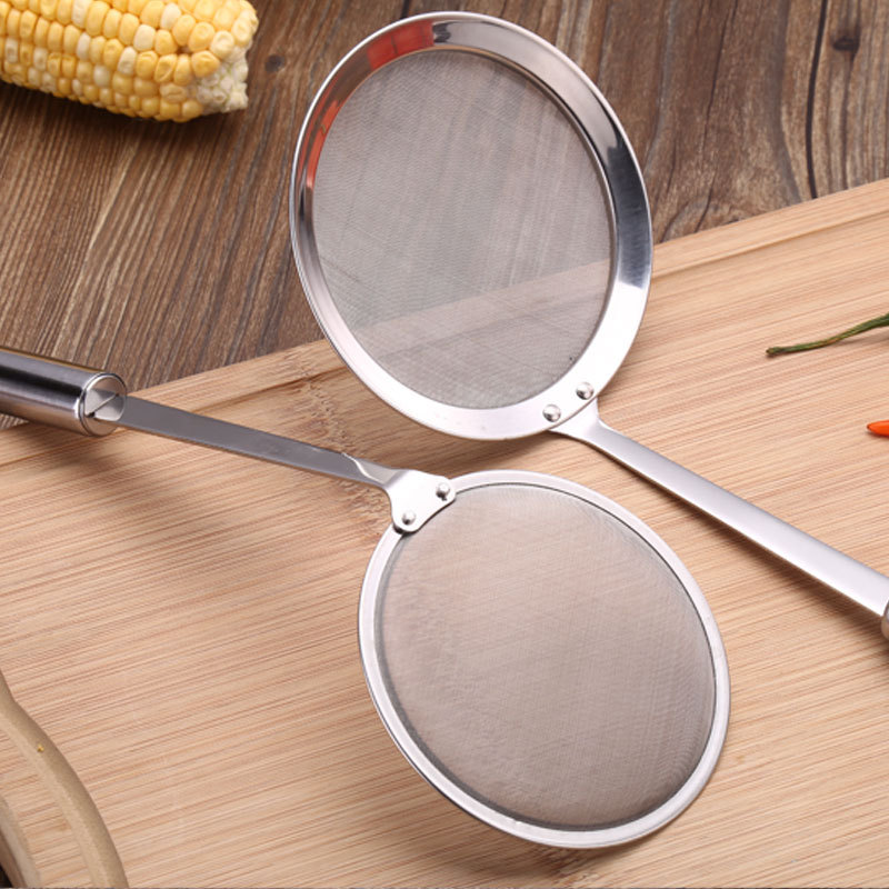 304 cocina de acero inoxidable filtro de aceite cuchara de malla pesca espuma fina separador de aceite residuo de aceite colador de filtro de leche de soja