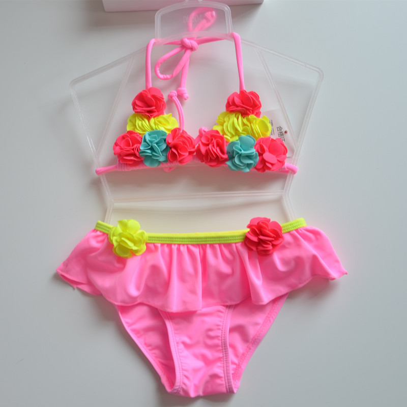 Pink velvet swimwear, flowered