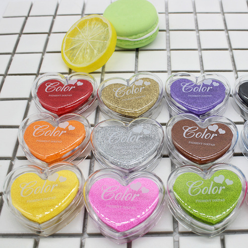 Colorful small love-shaped candy-colored ink pad, rubber stamp ink pad, engraving DIY seal stamp pad
