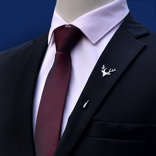 Lazy Korean style easy-to-draw burgundy solid color 6CM quality and personalized corporate LOGO single color men's zipper collar
