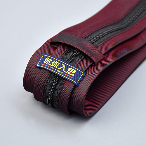 Lazy Korean style easy-to-draw burgundy solid color 6CM quality and personalized corporate LOGO single color men's zipper collar