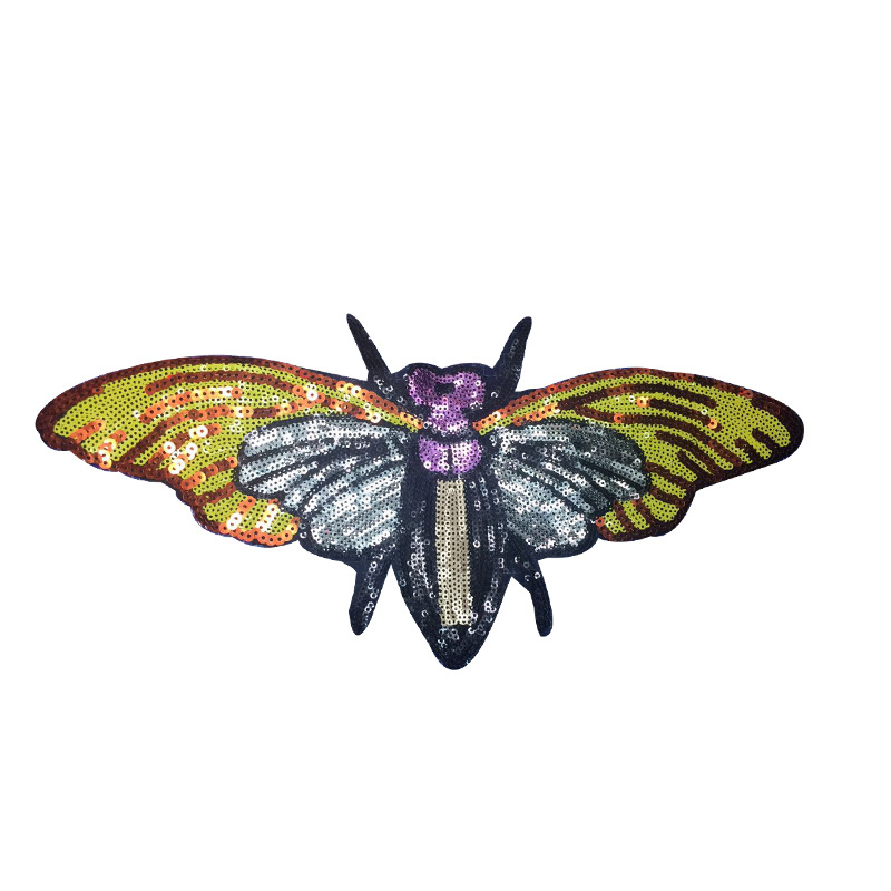 大号彩色蝴蝶亮片布贴 衣服上的服饰图案 服装辅料diy珠片绣花