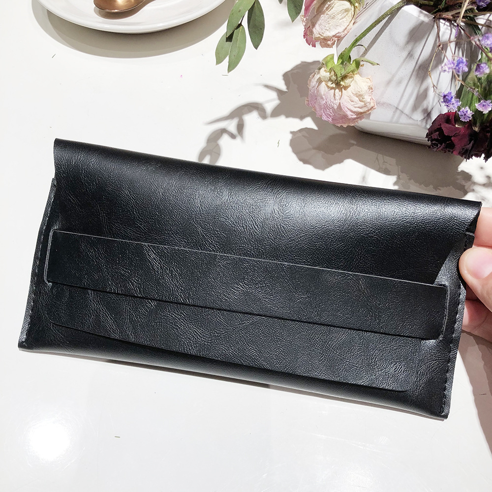 New soft bag leather sunglasses bag black fashion sunglasses box mirror cloth mirror bag screwdriver test card