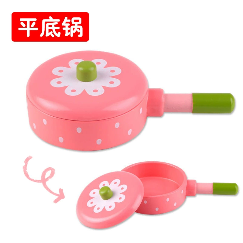 Деревянный набор кухонной игрушки (ToyWoo) — аксессуары для нарезки и готовки, реалистичная сковорода вок и горшок, возраст 4–6 лет