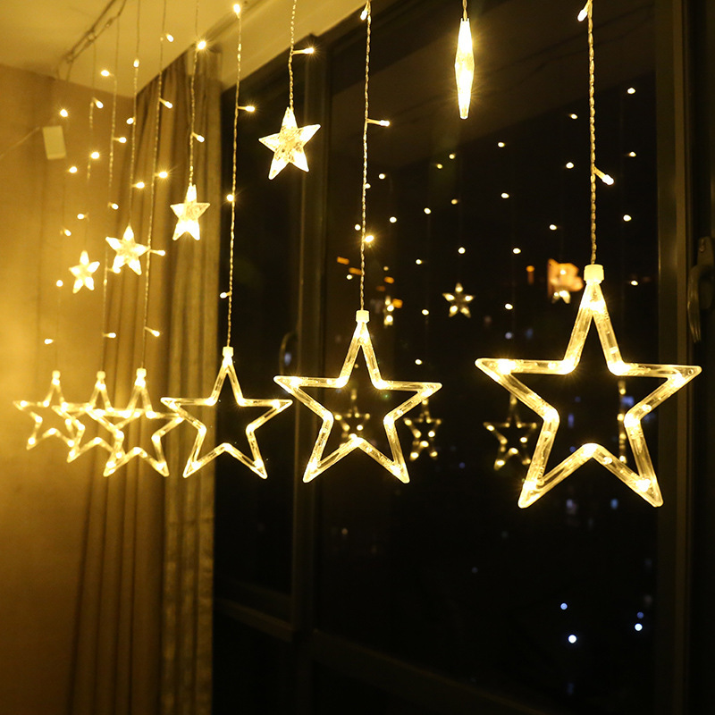 LED star string lights Christmas lights holiday lights neon lights string lights five-pointed star curtain lights room ins decoration