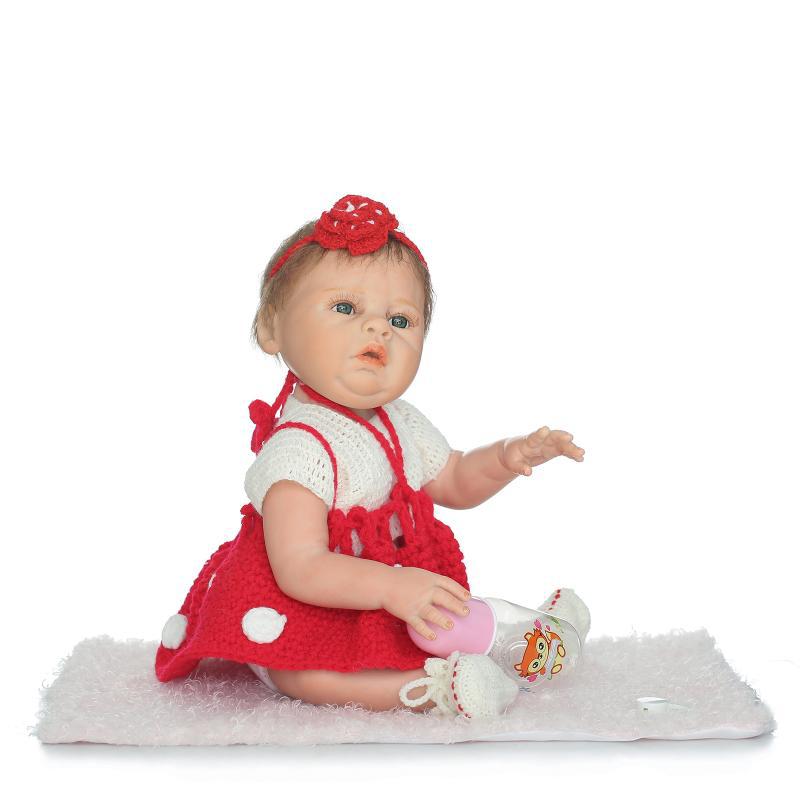Caucho suave completo Nueva simulación bebé juguete muñeca Linda niña jugar casa juguete suministro directo de fábrica