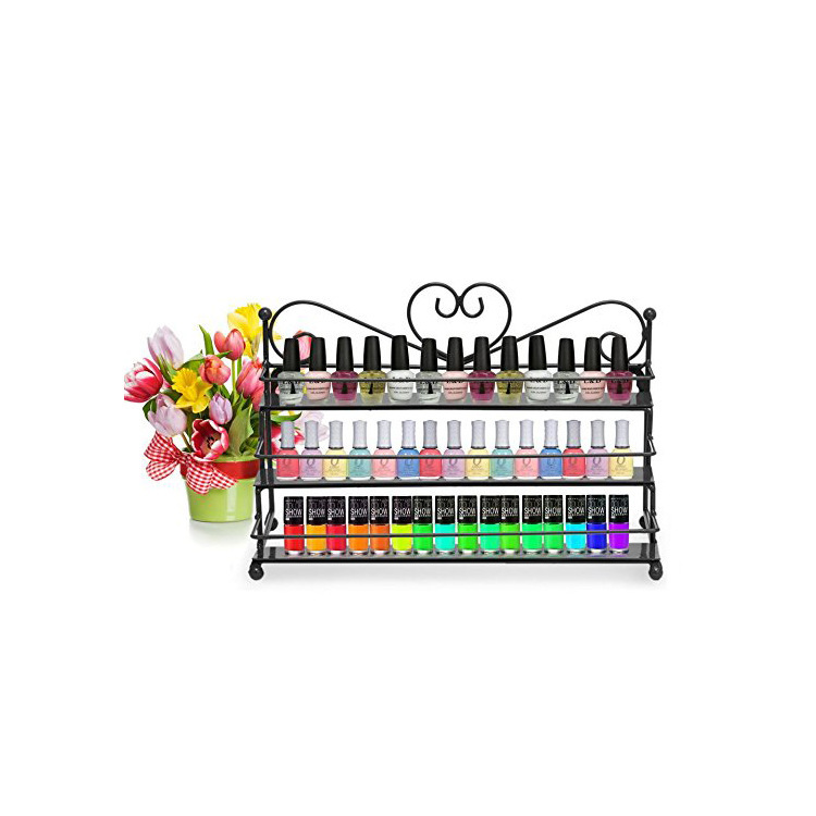 Wall-mounted three-layer heart-shaped cosmetics storage display rack nail polish rack for nail salon
