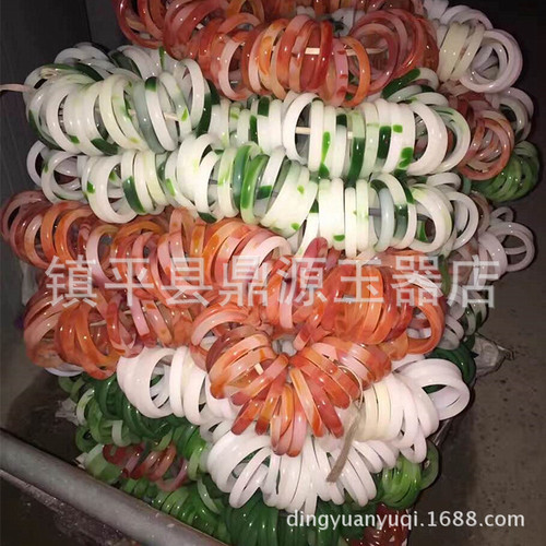 Manufacturer Direct Sales Imitation Jade Powder Bracelet, White Jade and Green Jade Gift Jade Bracelet, Street Vendor Style Glass Bracelet Live Stream