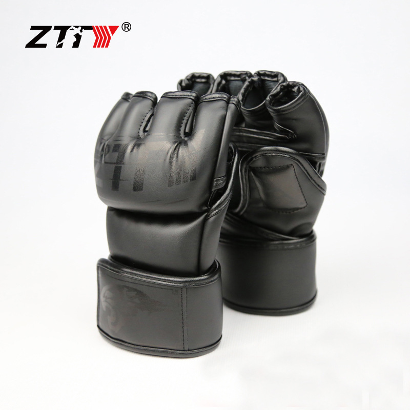 Guantes de boxeo ZTTY MMA Sanda Entrenamiento Guantes profesionales Productos transfronterizos de UFC Guantes de medio dedo más vendidos