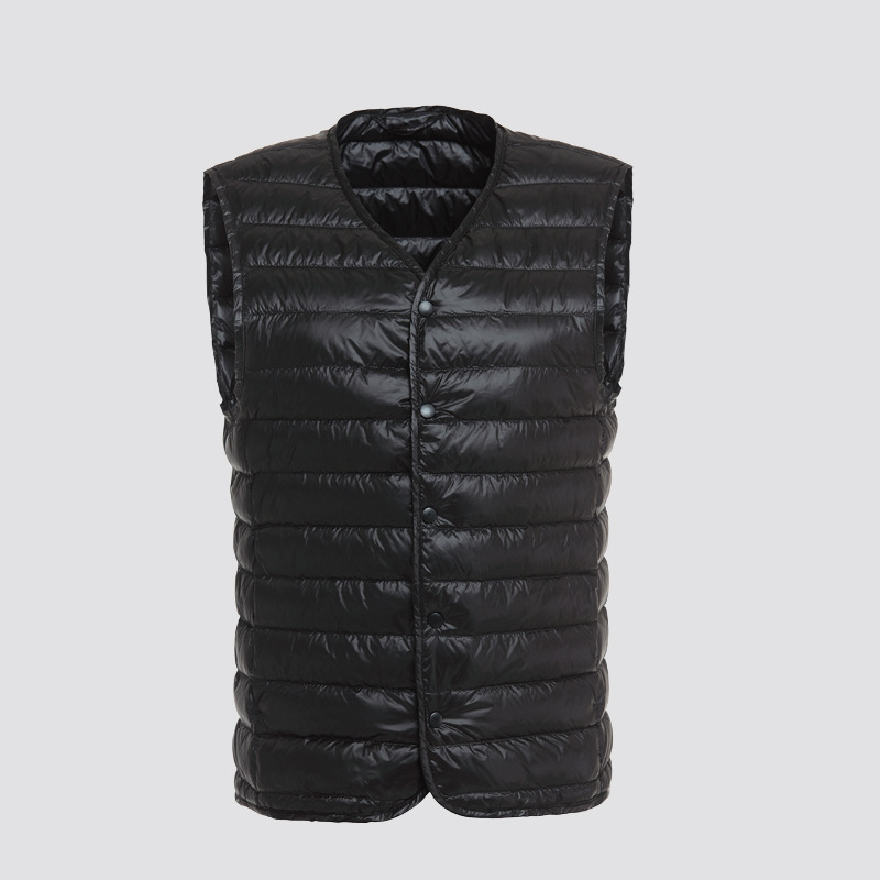 2023年秋冬轻薄款羽绒服V领男马甲宽松时尚男背心坎肩【按扣款】