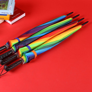 Фабрика оптом 16K Creative Straight Rod Rainbow Umbrella Creative Long Rod Automatic Ambrella Рекламный зонтик можно использовать в качестве логотипа