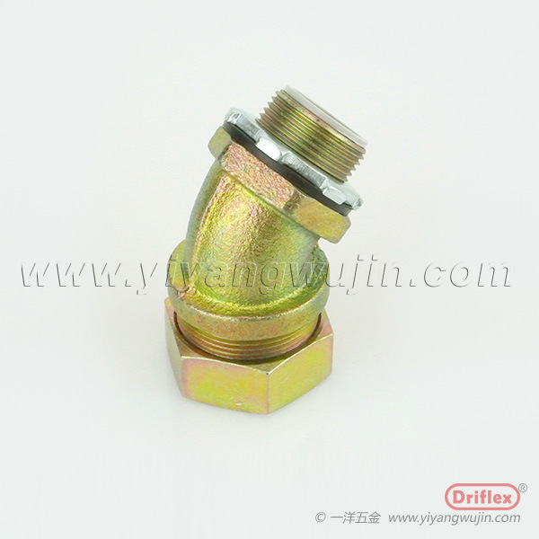 铁镀锌45度弯头外螺纹金属软管连接器M16*1.5-M63*1.5