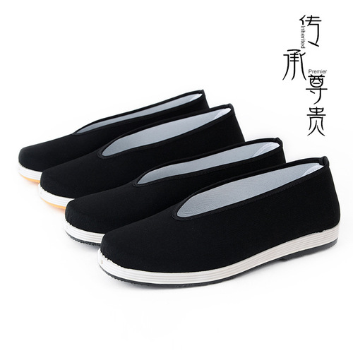 Old Beijing cloth shoes men's spring and autumn casual shoes middle-aged and elderly black cloth shoes social shoes kung fu performance shoes round mouth cloth shoes