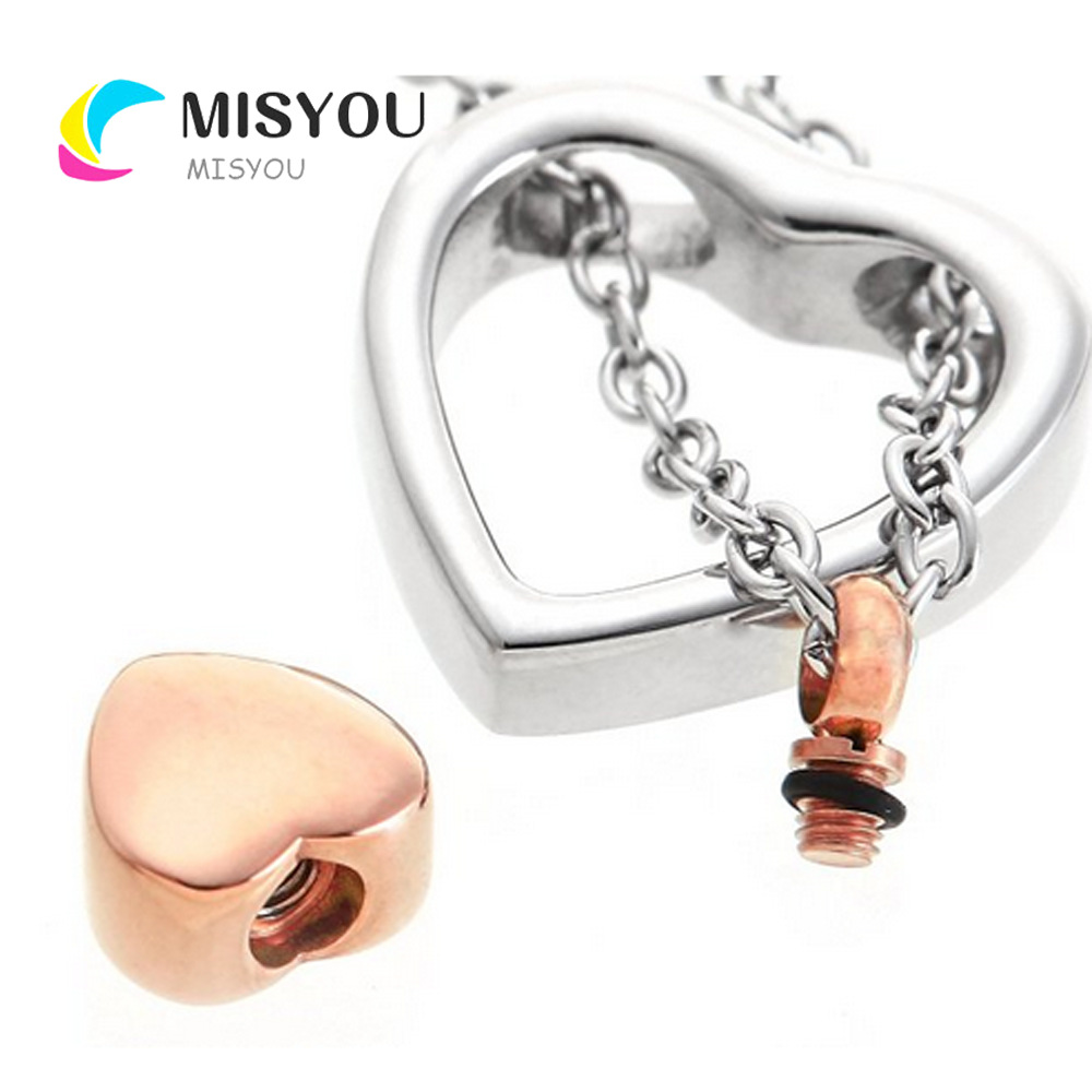 Collar funeral de ataúd en forma de corazón de acero de titanio directo de fábrica se puede abrir moda letras colgante de botella de aceite esencial