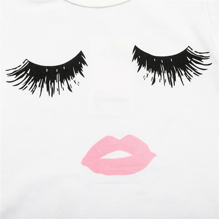 Foreign trade children's clothing a generation of ins cute sleeping eyes printed cotton baby clothes baby climbing clothes