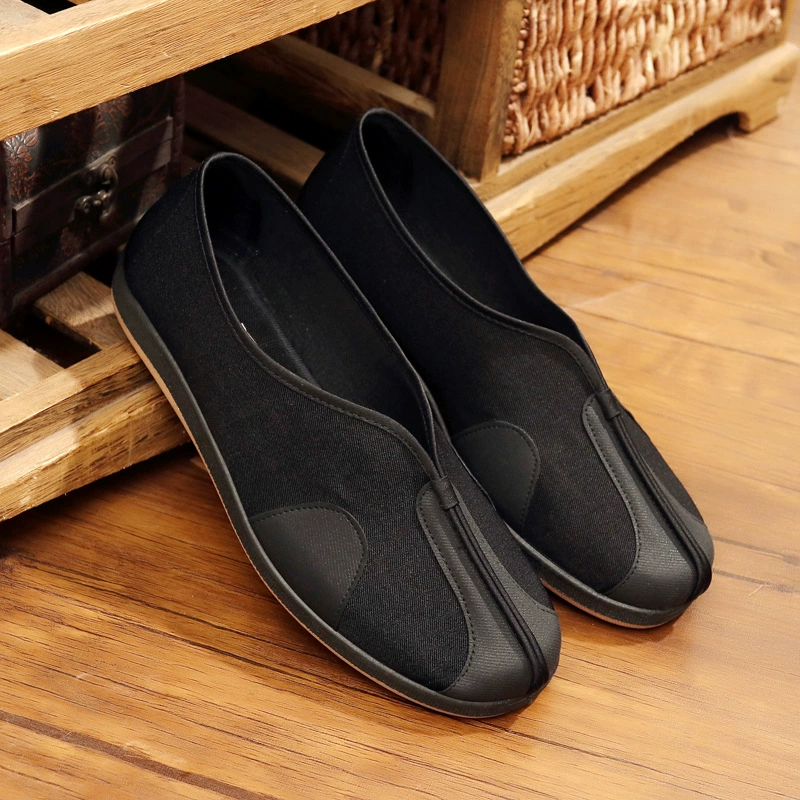 Старая пекинская тканая обувь мужская резиновая обувь кунг-фу повседневная обувь этнический стиль ретро опрыскивная обувь традиционная черная тканая обувь облачная голова обувь