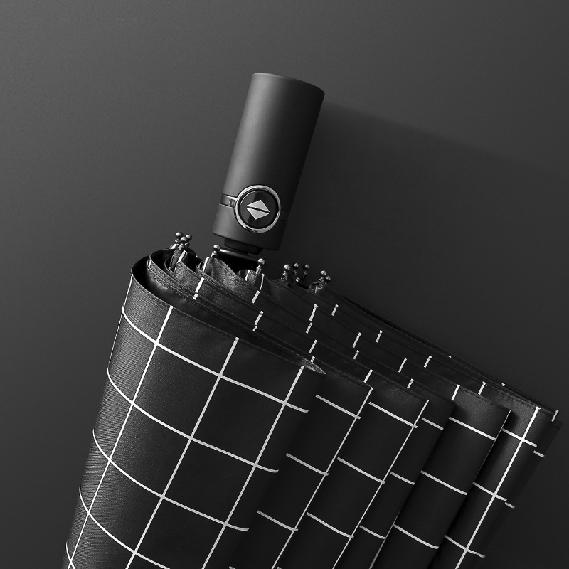 Ten-bone automatic umbrella men's and women's folding rain dual-use large three-fold automatic South Korea double reinforced sun umbrella