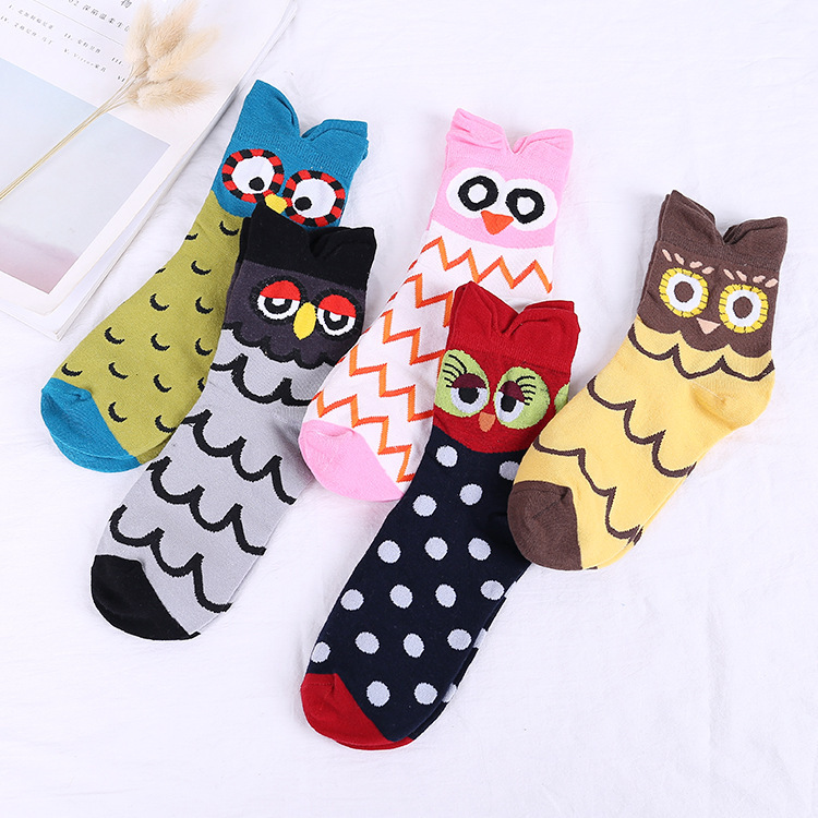Cross-border for ebay new Amazon wish cartoon owl socks cartoon personality cotton socks