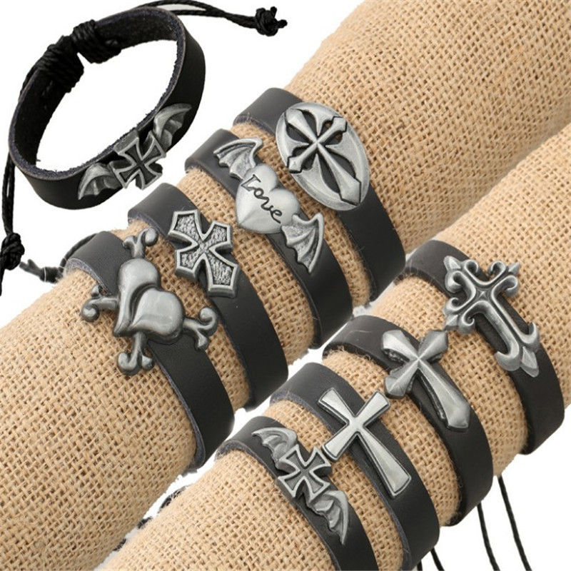 Factory Direct Sales New Variety of Cross Alloy Cowhide Bracelets Genuine Leather Bracelets Yiwu Bracelets Low Price Wholesale Factory Direct Sales New Variety of Cross Alloy Cowhide Bracelets Genuine Leather Bracelets Yiwu Bracelets Low Price Wholesale